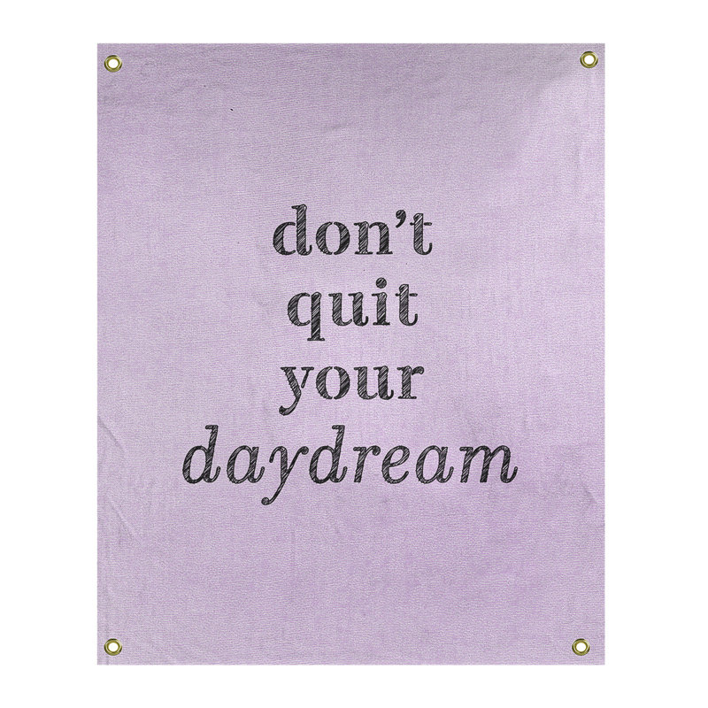 Polyester à la main ne pas quitter votre tapisserie daydream quote, H 59 pi x l 50 po, Mauve / Noir