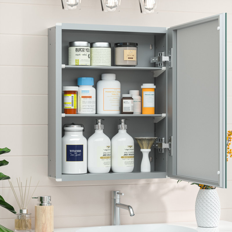 Armoire à pharmacie Husai, Argent argent, H 20 po x l 16 po x P 4,3 po