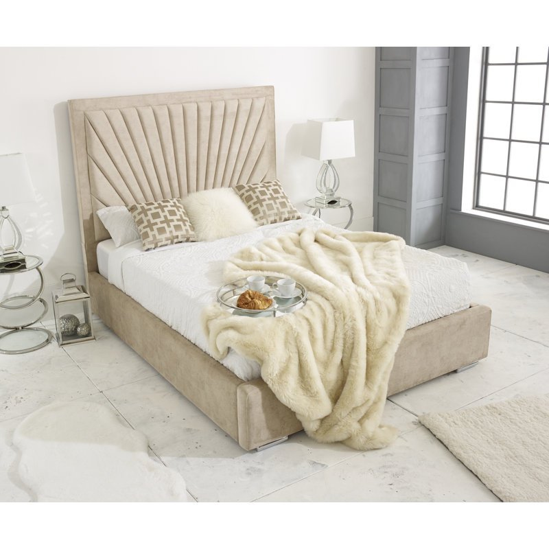 Aelfred Upholstered Bed, Single (3'), Beige