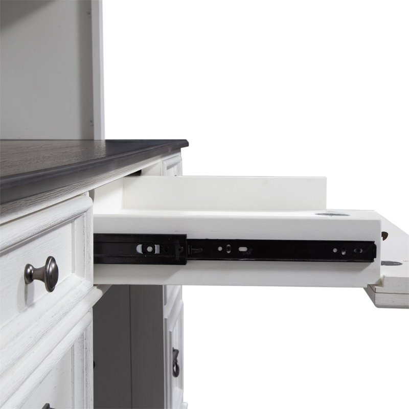 Colburn Credenza Desk & Hutch Set w/ LED Touch Lighting