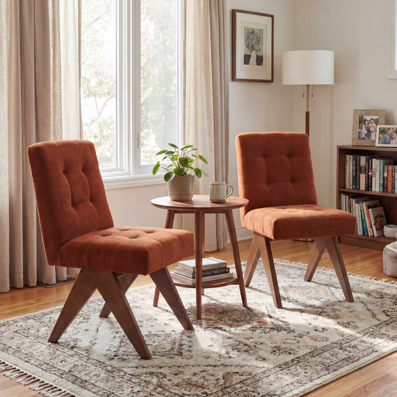 Chaise d'appoint rembourrée en lin Turfed, Caramel