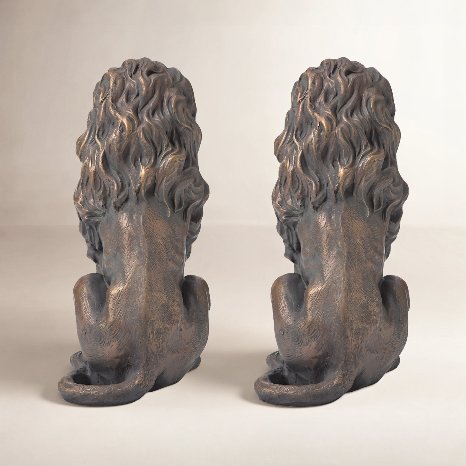 Irizarry Weather Resistant MGO Lion Garden Statue, 27.75" H x 16.25" W x 11.5" D, 1, Bronze