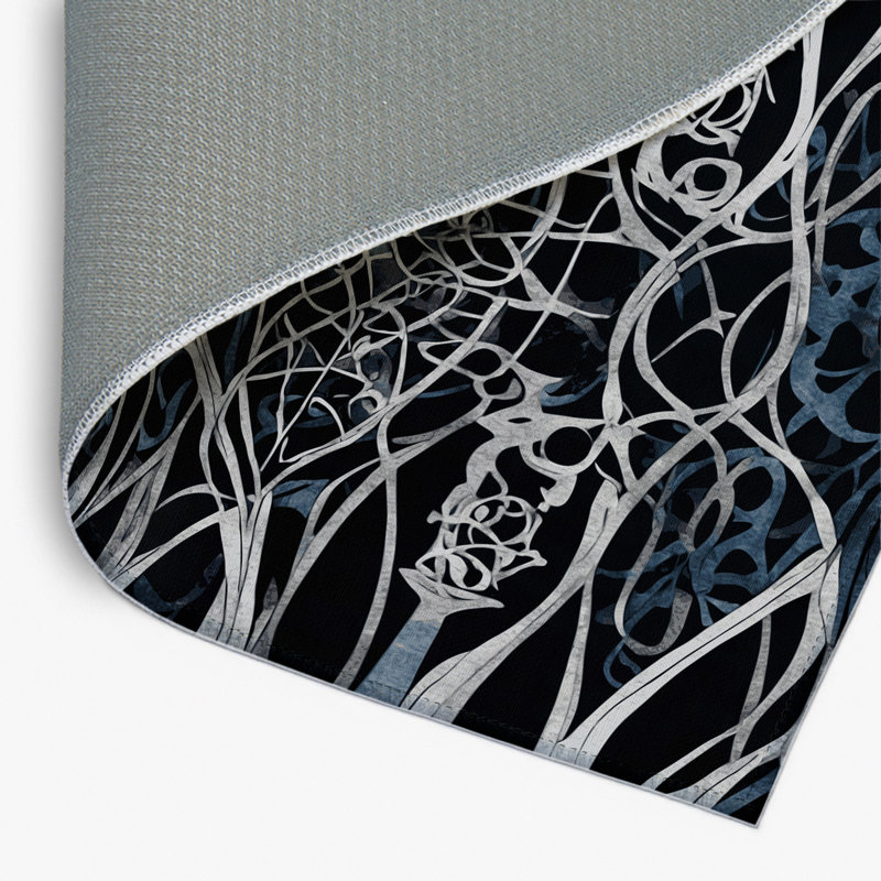 Midnight Blossom Indoor And Outdoor Area Rug, Rectangle 1'6" x 2'6"