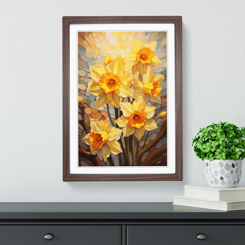 Single Picture Frame Print on Wood, 64cm H x 46cm W, Walnut Framed