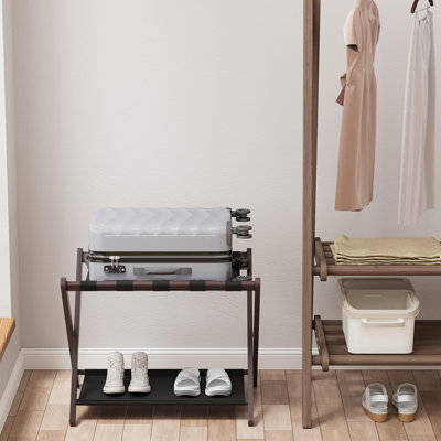 Foldable Suitcase Stand With Storage Shelf