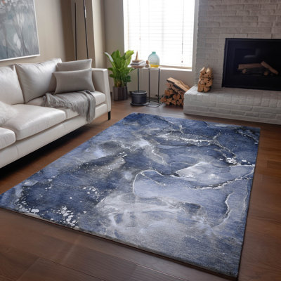 Premium Machine Washable Cerrito AMF518 Navy Rug