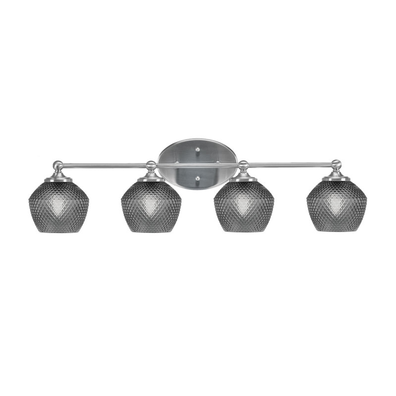 Barre d'éclairage de salle de bain 4 lumières Sheffield, Clair, Nickel brossé