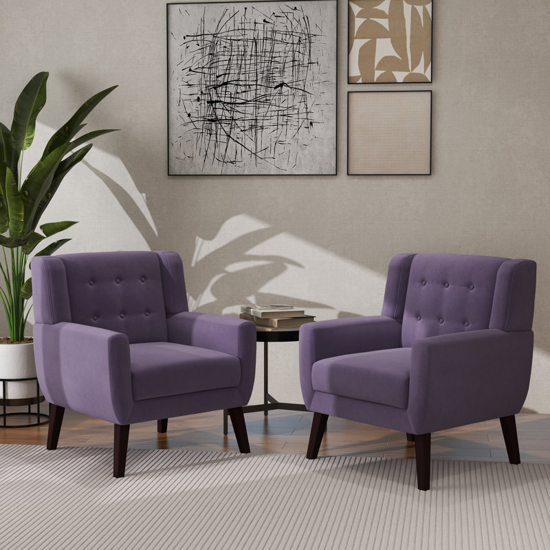 Jaqueze 73.4 Cm Wide Cotton Armchair, Purple Velvet