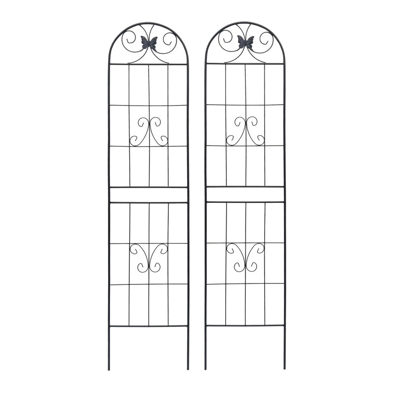 2 Metal Garden Trellises 86.7"X19.7", Black Rust-, Effortless Installation, For Vines, Outdoor Fixture 2 Trellis Rust, Simple Assembly, Morning Glory & Plants, Feature