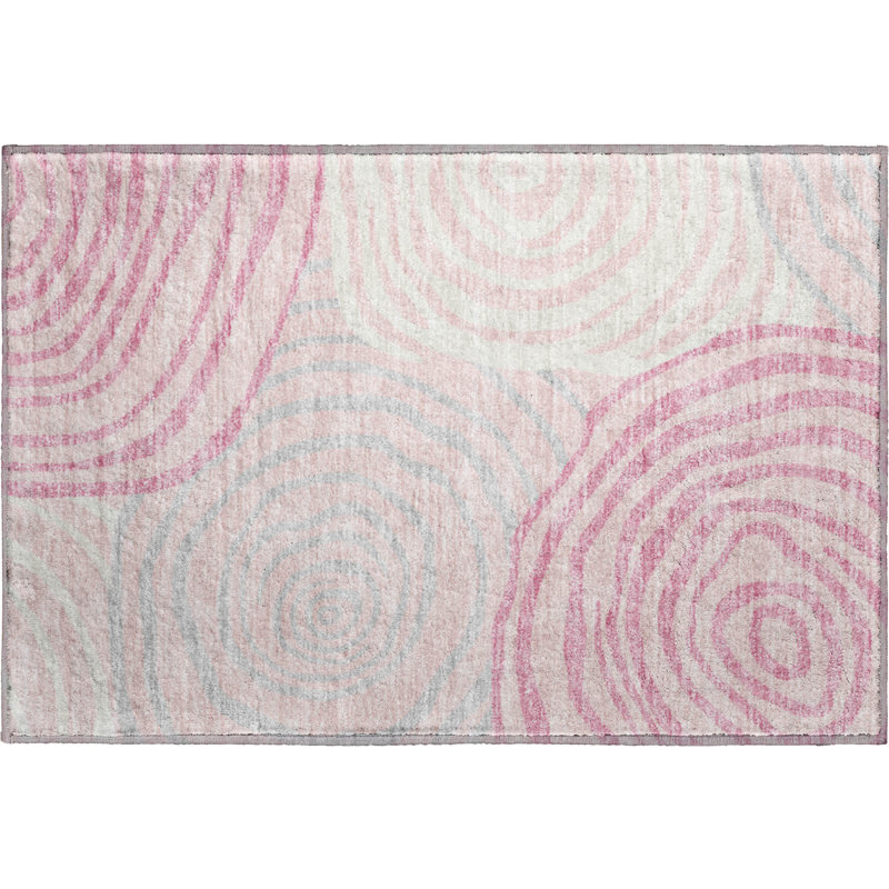 Premium Machine Washable Prisco Pink Rug, Rectangle 1'8" x 2'6"