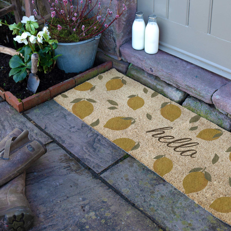 Hello Lemons Coir Doormat, 40cm W x 120cm L