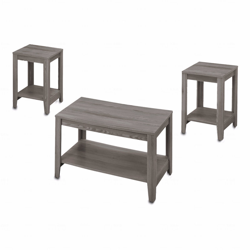 Ensemble de table, ensemble 3 pièces, café, bout, côté, accent, stratifié, transitionnel, Gris
