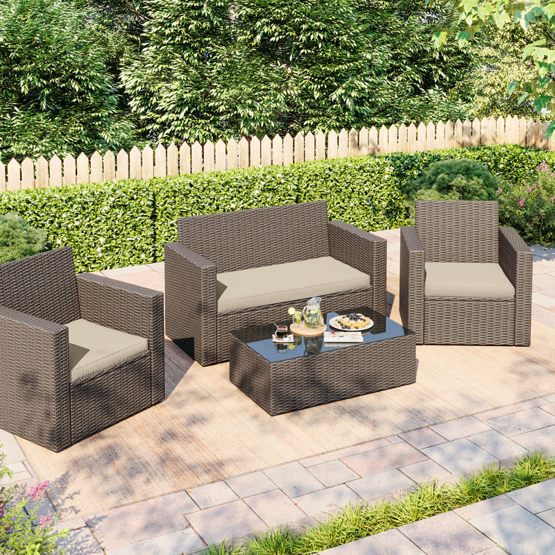 Cartert 3Pcs Outdoor Cushion Cover Set And Patio Seat Cushion Covers, Only Covers, Beige