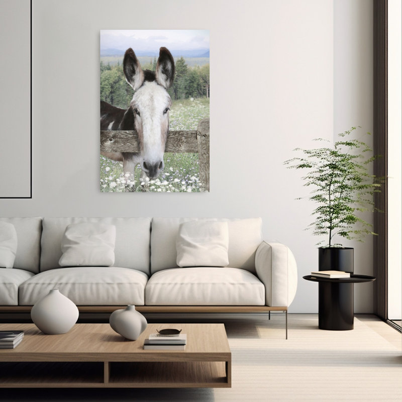«Curious Donkey Abstract Contemporary Horse Landscape Nature», art mural, 60" H x 40" W