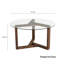 Table basse moderne avec plateau 100% verre trempé, couleur noyer, 29,5 po x 15,7 po x 29,5 po | Structure en bois de pin massif de 0,24 pouce d'épaisseur | Conception élégante pour le salon, mobilier de maison durable et élégant-1297519331