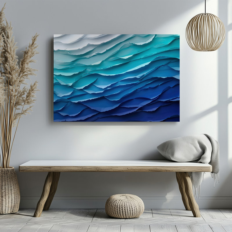 Canvas Create A Close Up Abstract Composition Featuring Layered Textures That Wall Art Resemble Ocean Waves With A Gradient Adding Canvas Wall Art