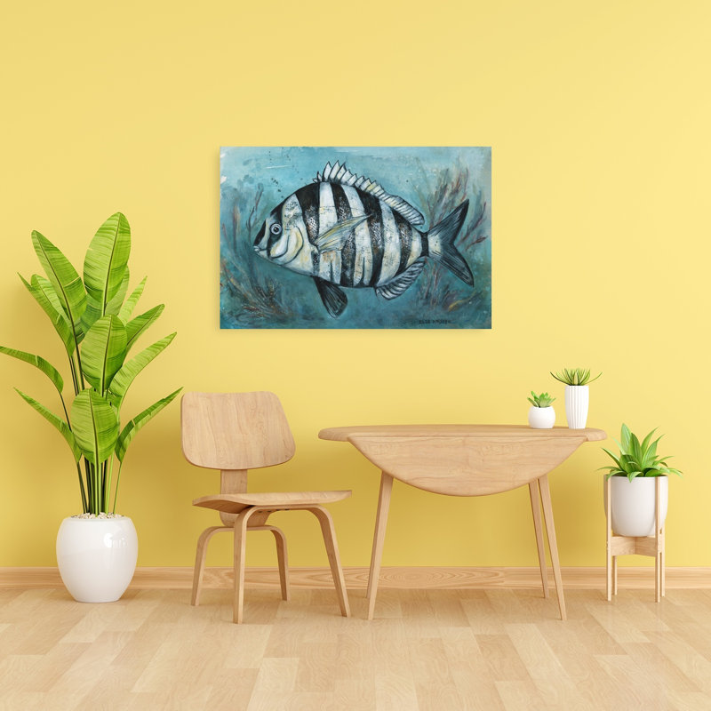 Reproduction d'art mural rayé océan pacifique serein paisible serein zèbre, 24" H x 36" W