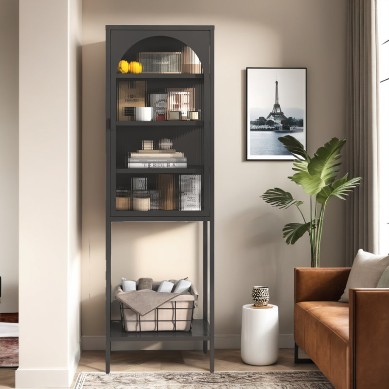 5-Tier Cube Bookshelf Storage Cabinet with 3 Adjustable Shelves, Black