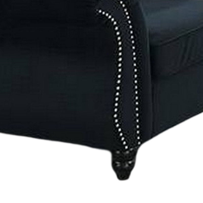 Velvet Chesterfield Chair, Black
