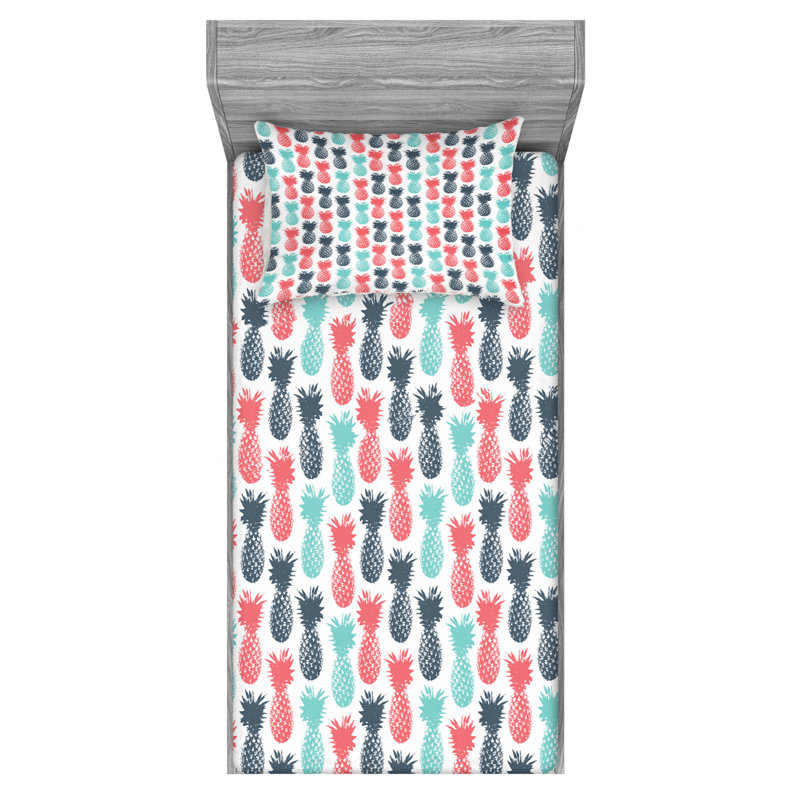 Pineapple Microfiber Sheet Set, Twin XL Sheet Set with Fitted Sheet