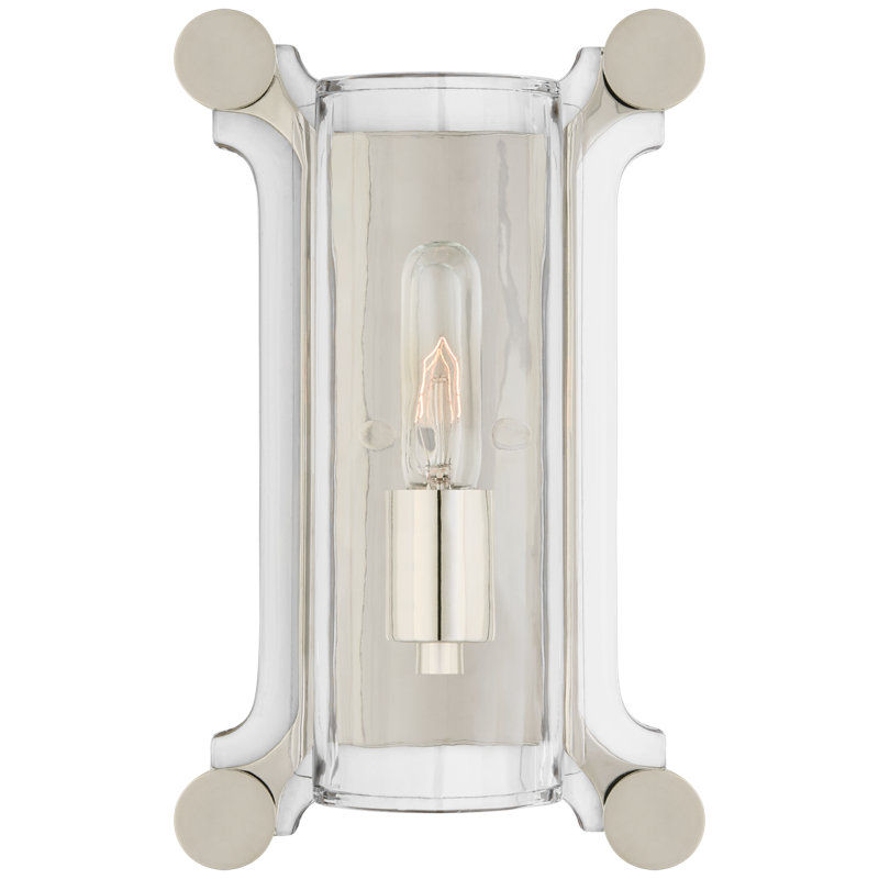 Thomas O'Brien Chirac 1 - Light Small Bath Sconce, White, Polished Nickel