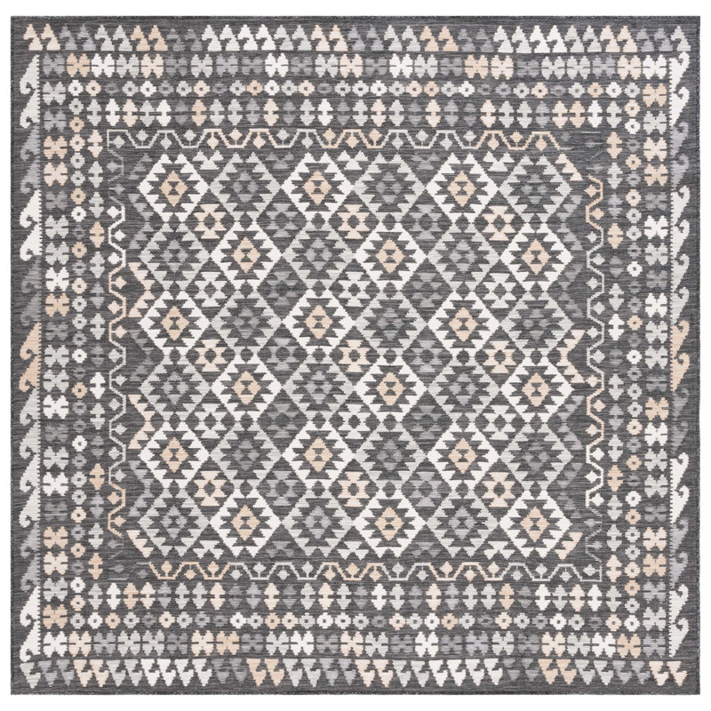 Amatia Sunrise Performance Geometric Indoor/Outdoor Area Rug, Square 6'7"
