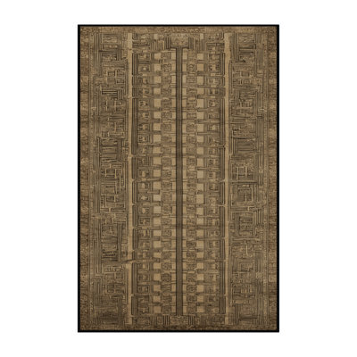 Machine Washable Art Deco Brown Area Rug