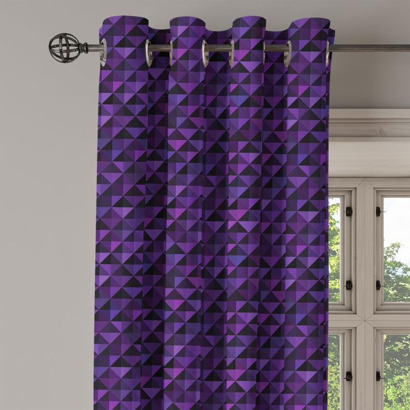 East Urban Home Geometric Grommet Curtain Decorative 2-Panel Window Drapes, 50", Purple Black, 50" W x 54" L