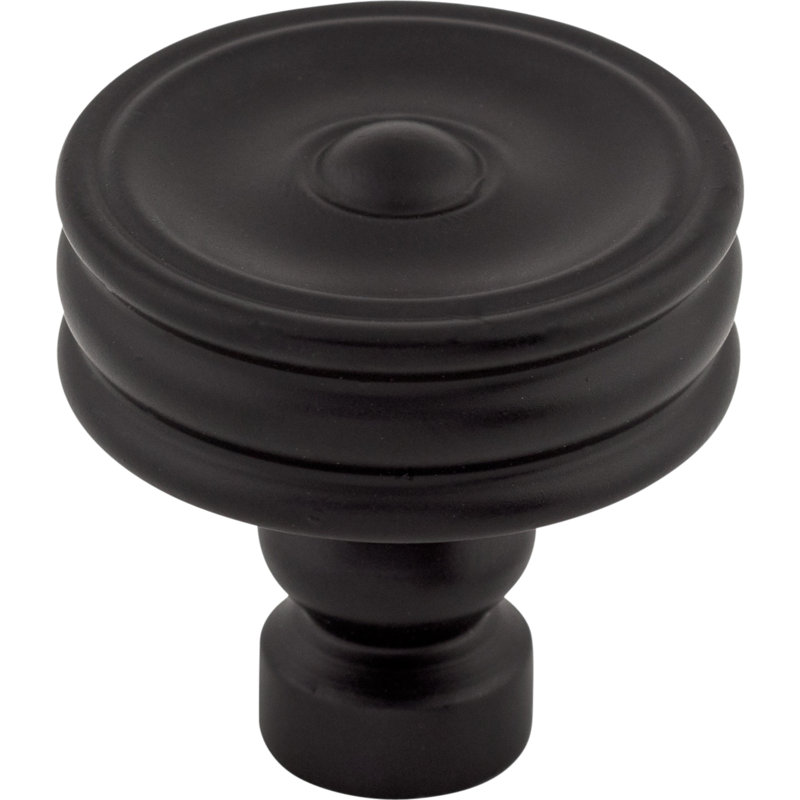 Brixton Ridged 1 1/4" Diameter Round Knob, Flat Black