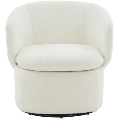 Fauteuil demi-tonneau pivotant en mélange de polyester de 29,9 po Janice