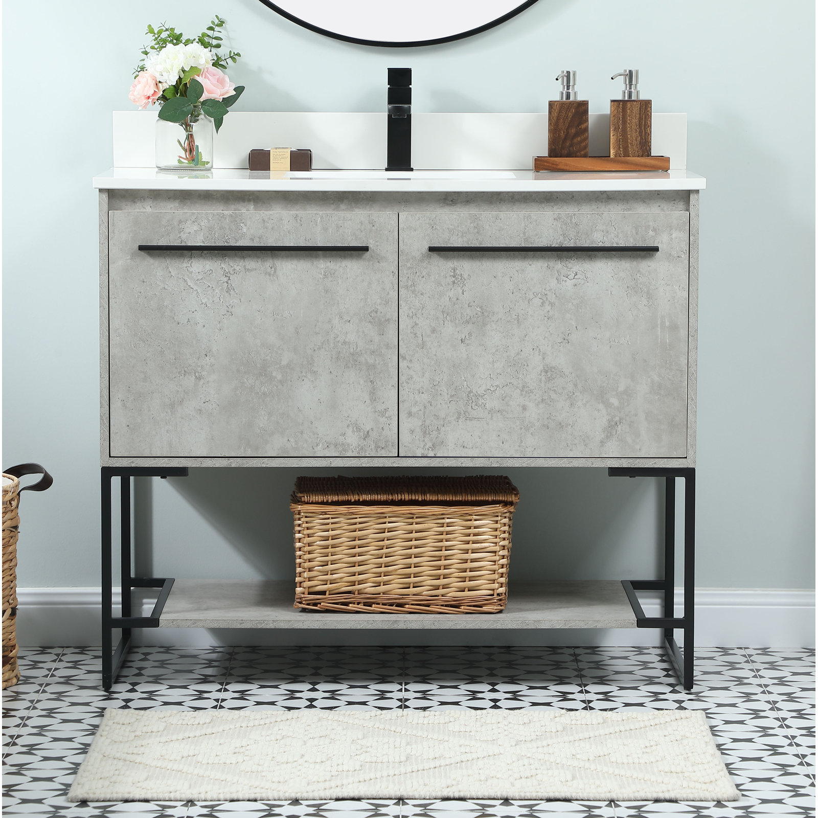 Rozell 40'' Single Bathroom Vanity, Concrete Gray