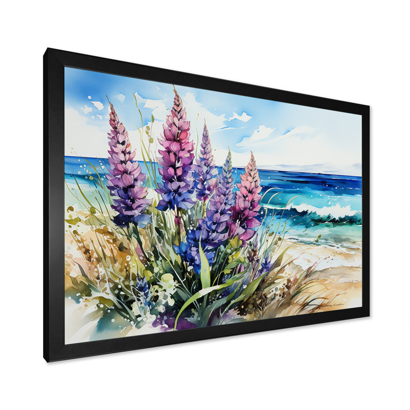 Bonnets bleus sur la plage II, H 24 po x l 32 po x P 1 po, Noir