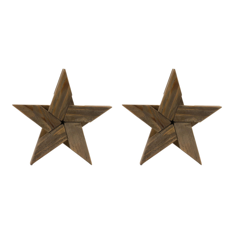 Rustic Pine Wood Star Wall Decor Set