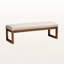 Banc rembourré beige clair avec bois fini noyer Crivello, H 17,32 po x l 52,17 po x P 18,9 po-30320083