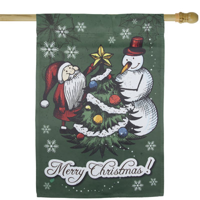 Joyeux Noël, père Noël et bonhomme de neige, drapeau du jardin
