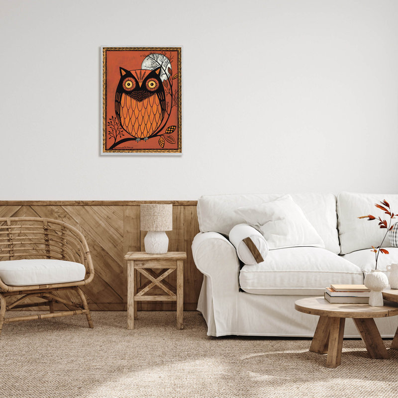 Chouette ronde automne botanique at-137, H 30 po x l 24 po x P 1,5 po, Estampe numérique Farmhouse
