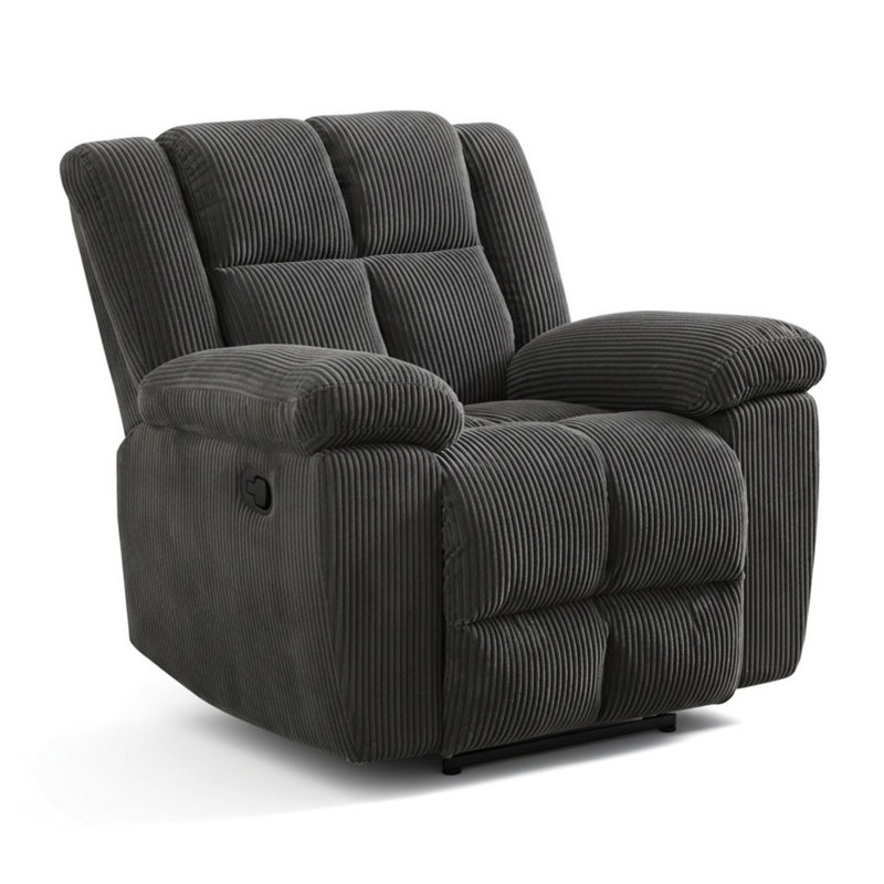 Oversized Corduroy Manual Recliner Chair, Overstuffed Single Sofa For Living Room, Bedroom, Home Theater, Dark Gray