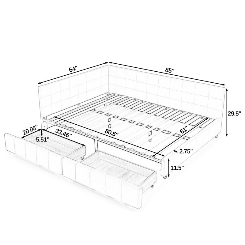  Structure de canapé-lit grand avec rangement et dossier avec accoudoirs, lit plateforme en velours, beige, Beige