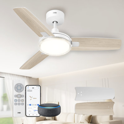 DREO 42 in. Indoor 3-Blade Smart Ceiling Fan in White