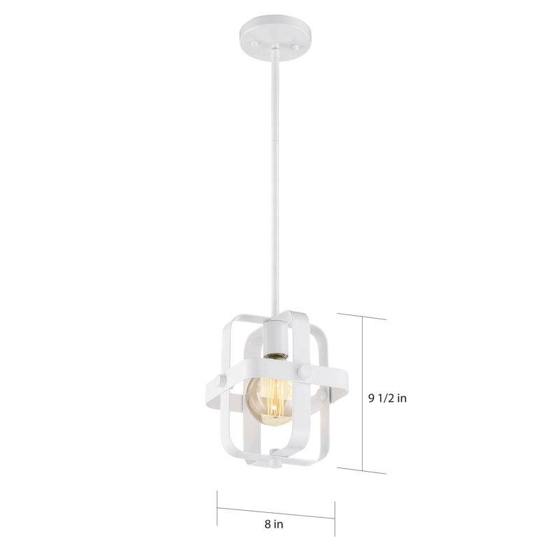 Luminaire suspendu géométrique à 1 lumière Rigby, Blanc