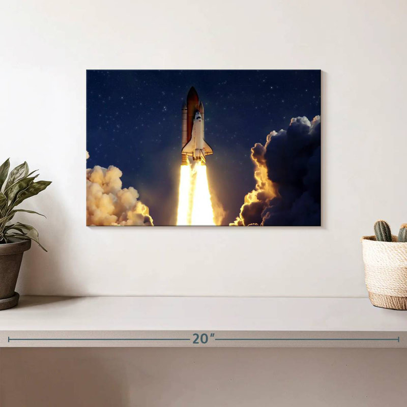 Oberle Rocket Launching Through Clouds, 8" H x 12" W