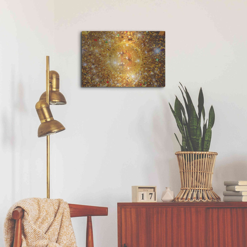 'Bitcoin Gilt', Metal Wall Art, 16" H x 24" W