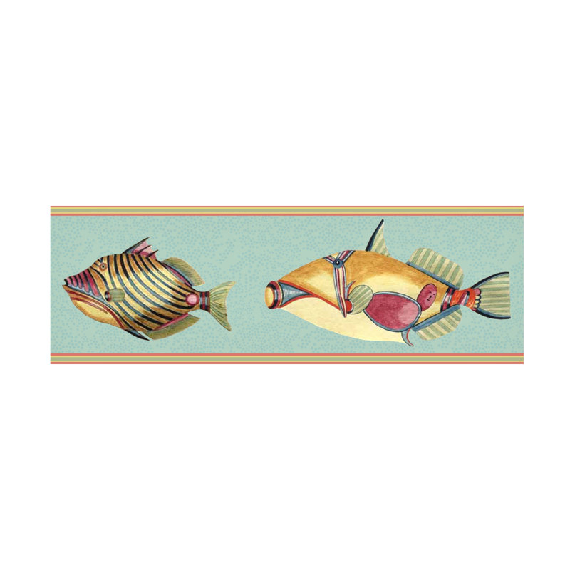 Art mural sur toile tendue - "Fishy véritable" Gail Fraser - panneau horizontal de 6 pi pour décoration de salon, de chambre à coucher ou de bureau - 8 x 24