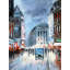 Abstract red and blue city - 36"x48" Framed canvas
