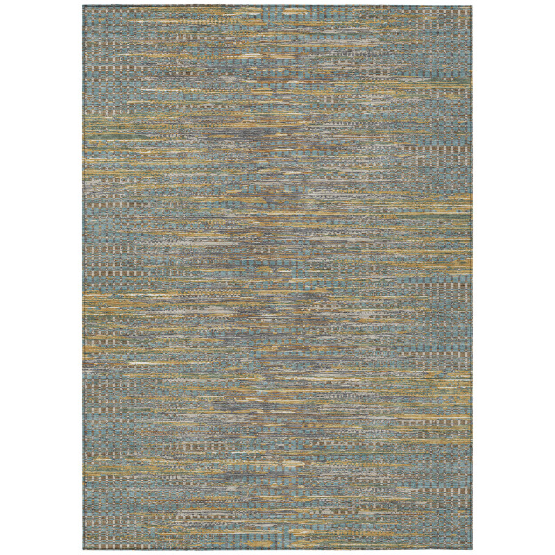 Machine Washable Indoor/Outdoor Chantille ACN2642 Abstract Rug, Teal, 2'6" x 3'10"