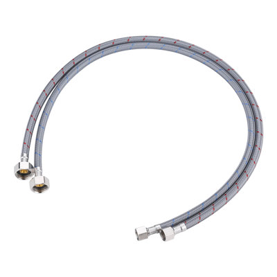 Conduites d'alimentation de robinet, raccord de robinet de cuisine de salle de bain en nylon tressé de 20 po de longueur, 3/8 po Comp X 1/2 po FIP 2Pcs (1 paire)