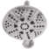 6" Round Thin 5-Function Adjustable Spray Shower Head with 8" S-Shaped Wall Mount Arm