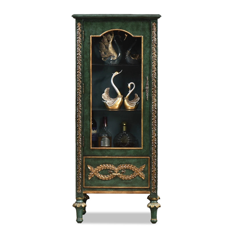 Green Solid + Manufactured Wood+Glass Display Cases