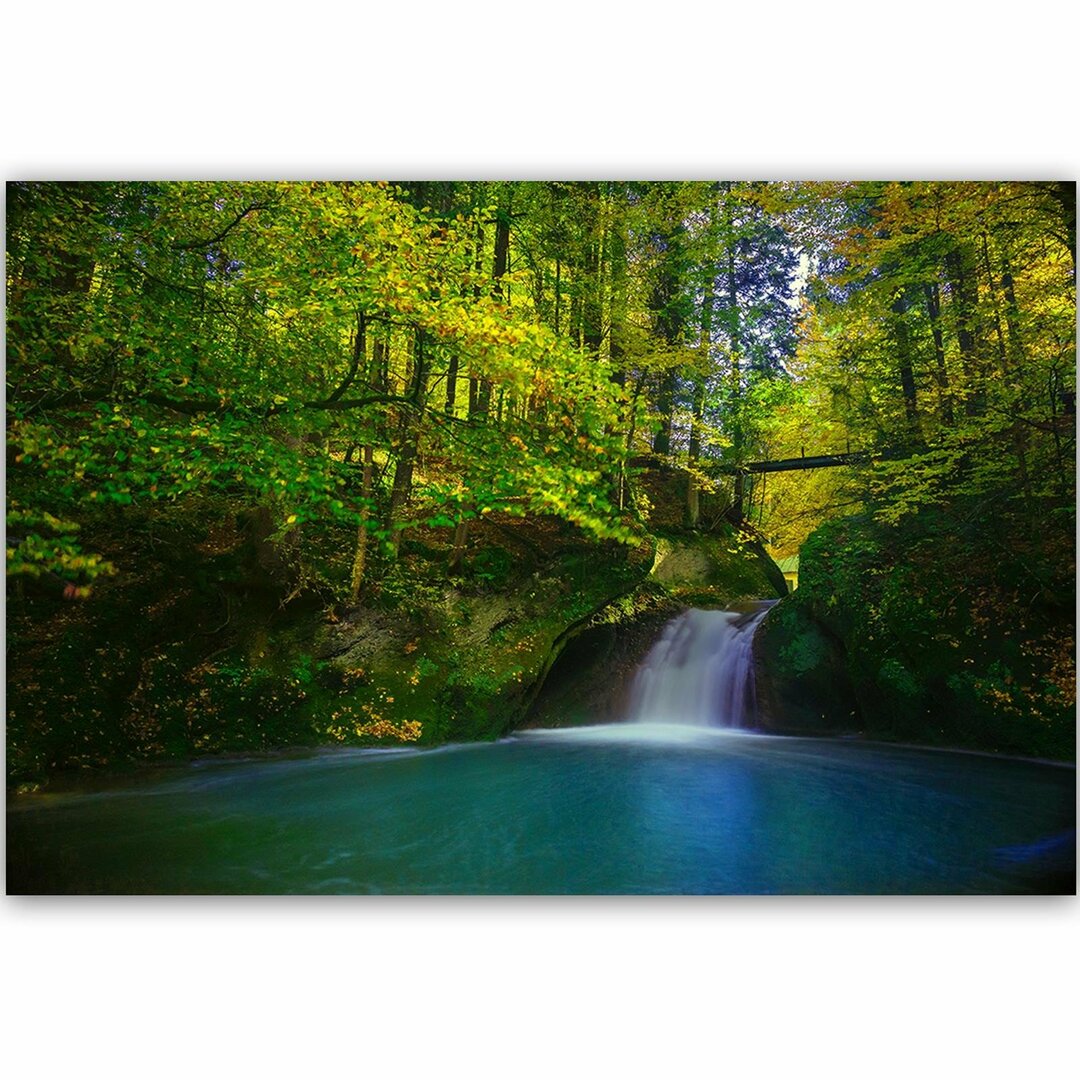 Leinwandbild Waterfall and Autumn Trees 4