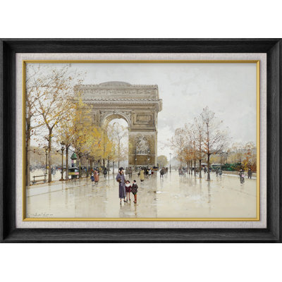 Paris Arc de Triomphe Rainy Day - Pictures Framed Paper Print Wall Art